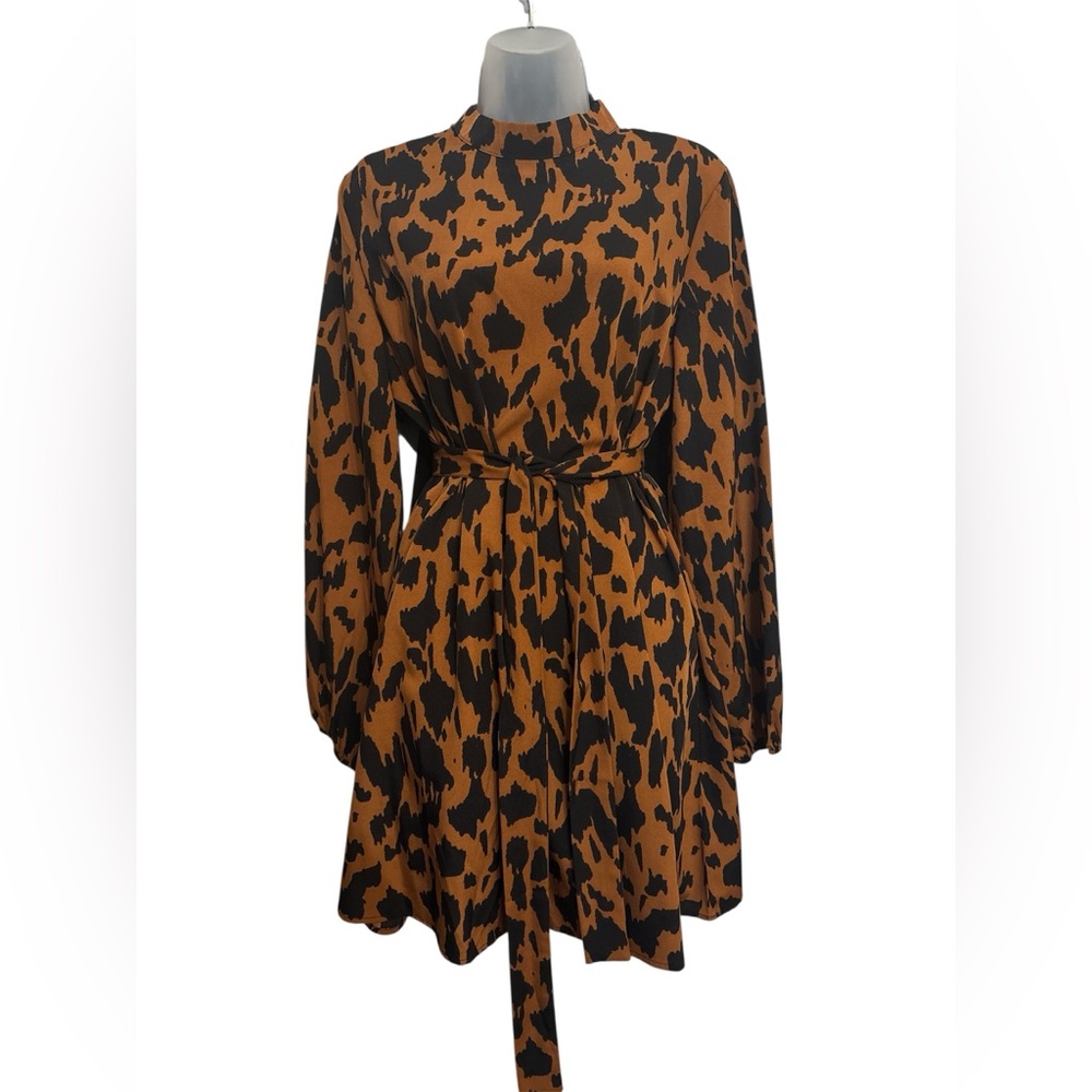 SHEIN Animal Print Blouse in Black and Brown